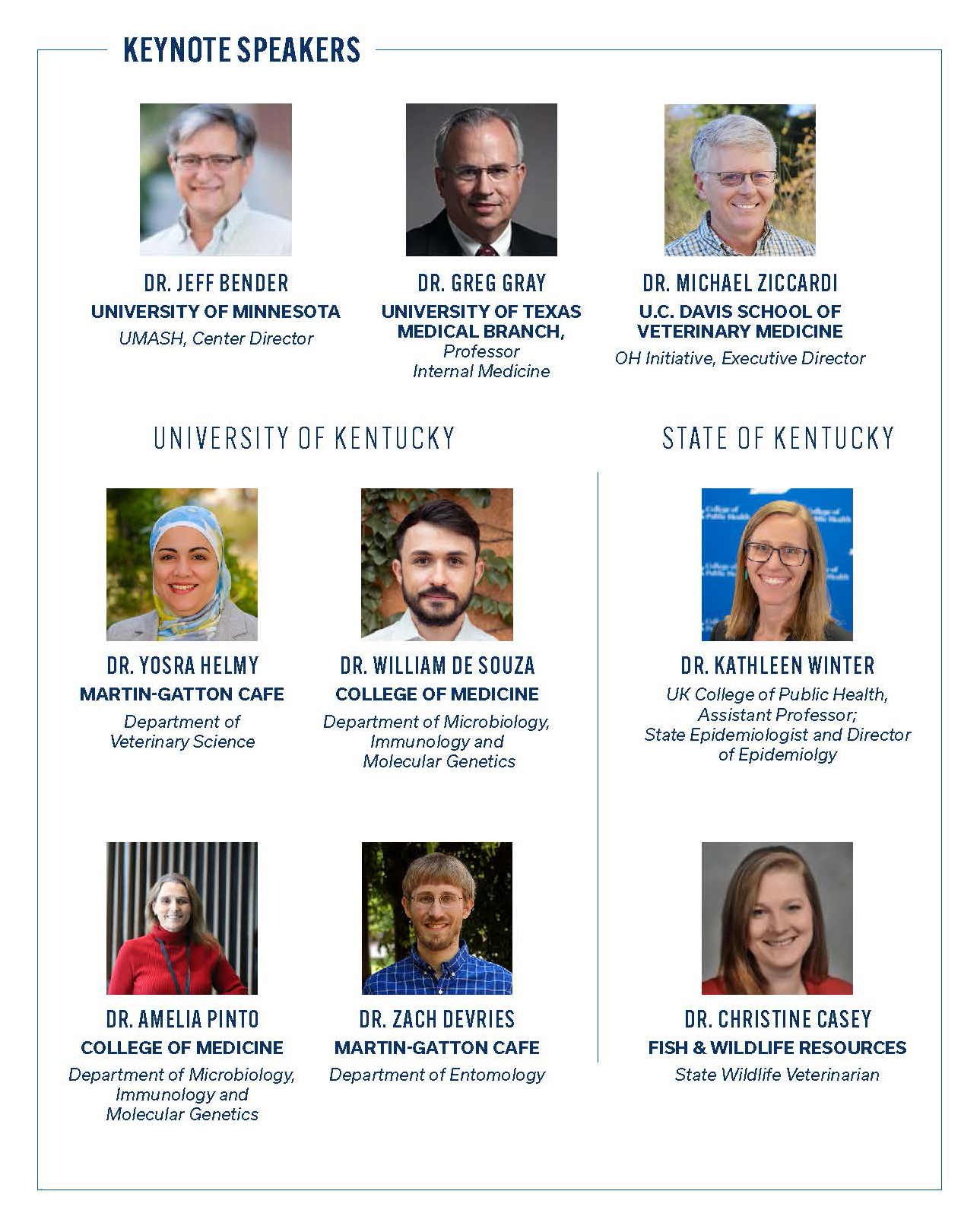 Poster of speakers for One Health Symposium