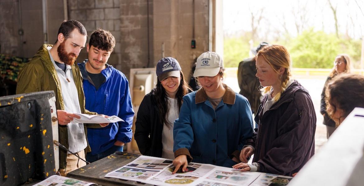 University of Kentucky landscape architecture students reviewing their master site plans. Photo by Matt Barton.